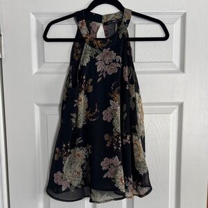 Black Floral Halter Blouse